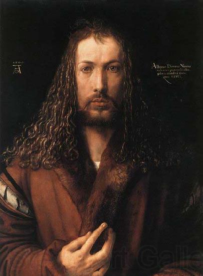 Albrecht Durer Self-Portrait in a Fur-Collared Robe Norge oil painting art